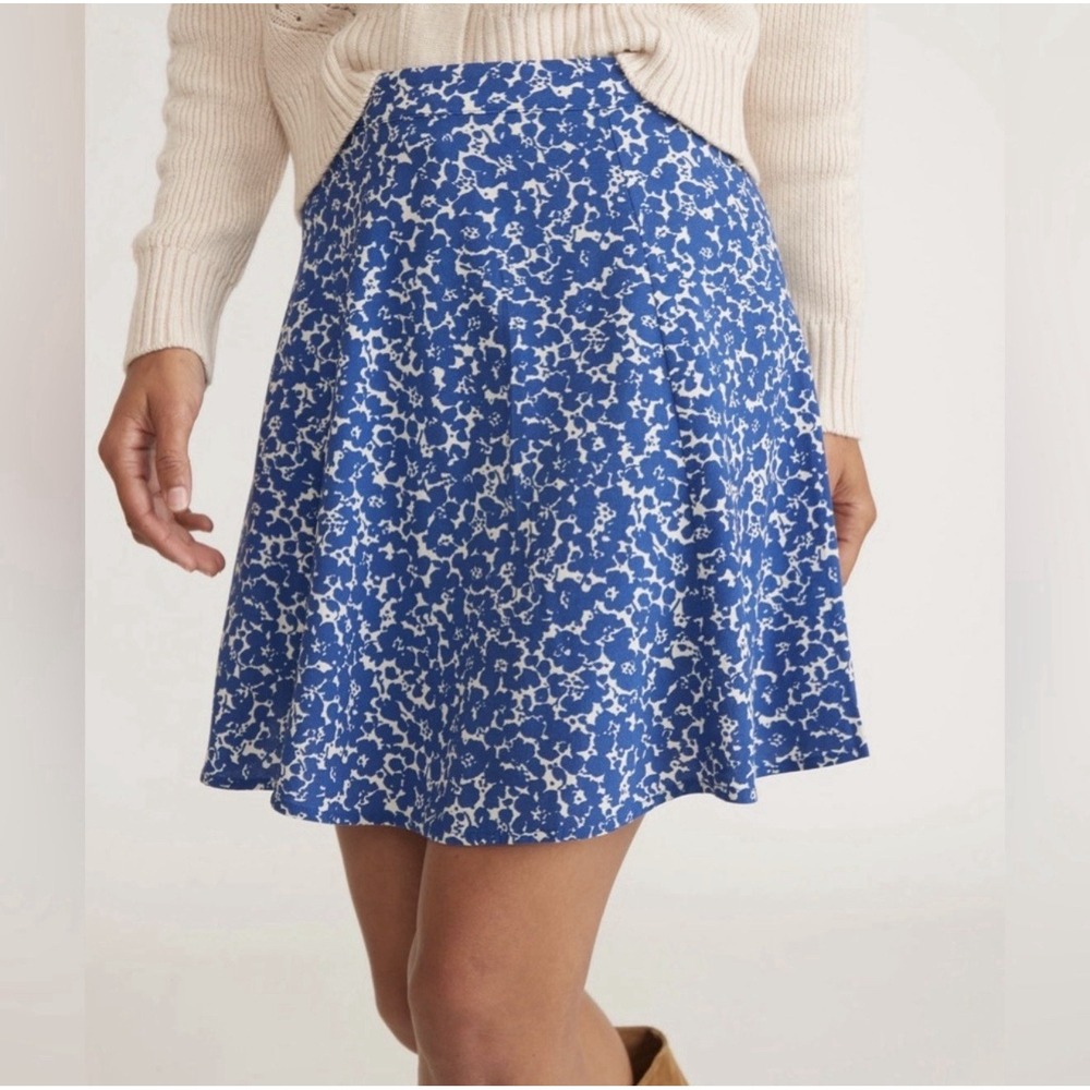 Marine Layer Bonnie Mini Skirt Blue Ditsy Floral Size 8 Boho Beach Vacation
